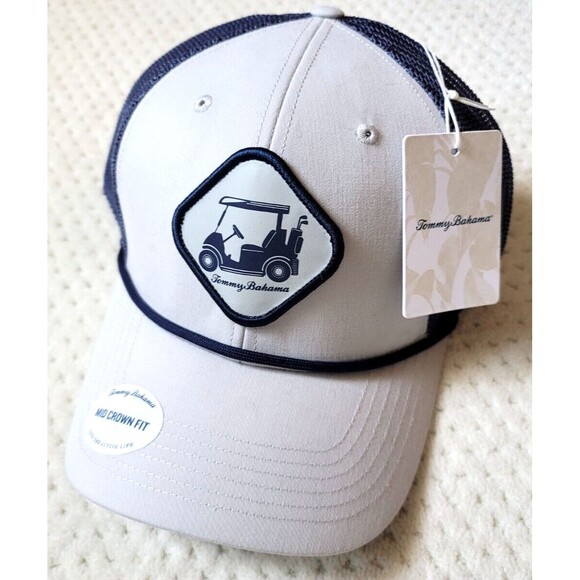 NWT TOMMY BAHAMA GOLF CART ROPE HAT cap gray blue trucker mesh snapback OSFM - Picture 1 of 6